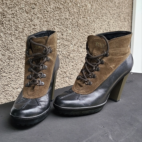Tod's Leather & Suede Laceup Bootie - Picture 1 of 1